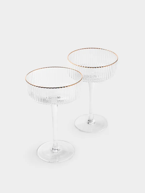 Шампан стакан, 200 мл, 2 дана, шыны Р, алтын жиегі бар, Ribby R Gold, image-1