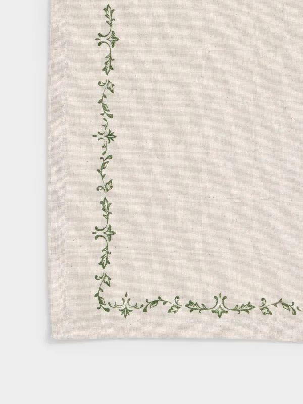 Асүйлік сүлгі, 40х60 см, мақта, сүт түстес, Жасыл гүлдер, Green lace, image-1