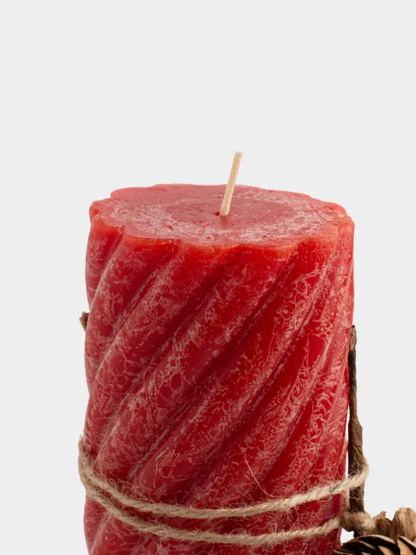 Шам, 8х15 см, цилиндрлік, қызыл, Шиыршық, Spiral shape, image-4