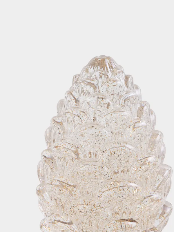 Снежный фонарь, 28 см, с подсветкой, пластик, бронзовый, Шишка, Bronze style, image-1