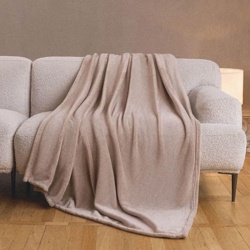 Плед, 140x200 см, фланель, песочный, Flannel