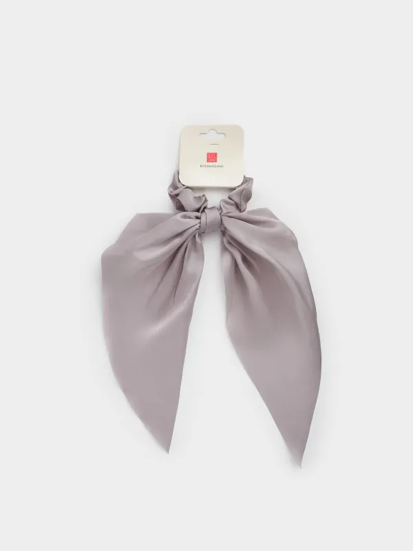 Шашқа арналған резеңке, 25 см, бауы бар, сәтен, сұр, Silk, image-4