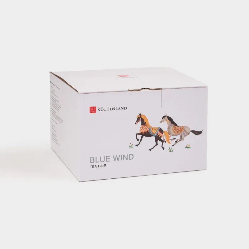 Шай жұбы, 1 адам, 2 зат, 260 мл, фарфор F, түсі, алтын жиектері бар, Аттар, Blue wind, image-5