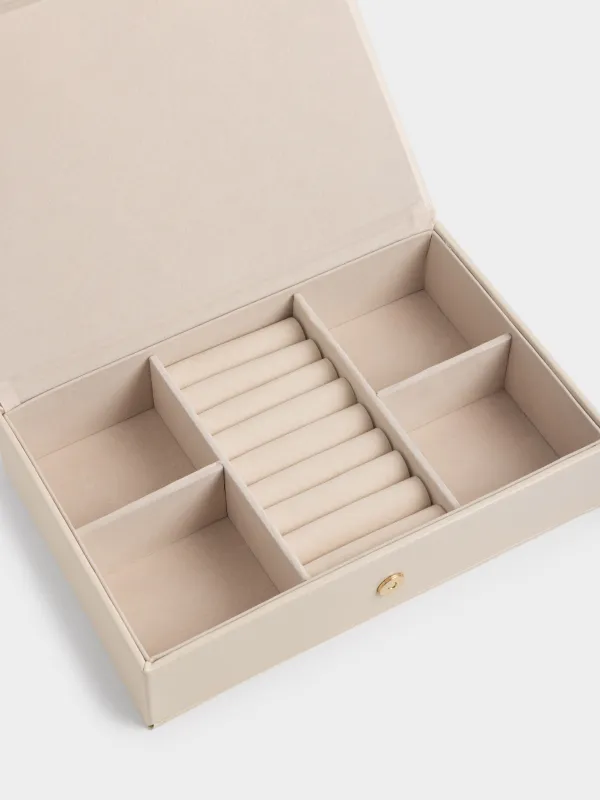 Шкатулка для украшений, 25х16 см, искусственная кожа/МДФ, бежевая, Premiere one, image-3