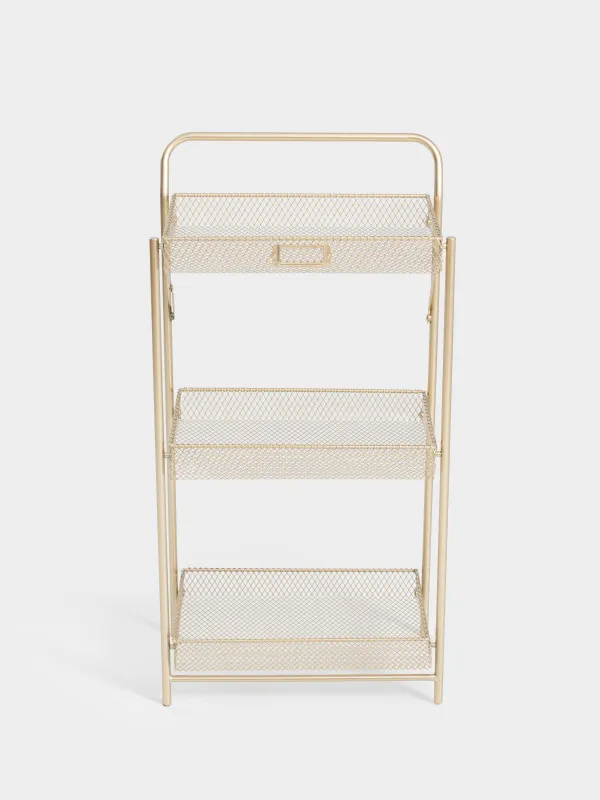 Сөре, 3 қабатты, 42х27х82 см, металл, алтын, Compact gold, image-0