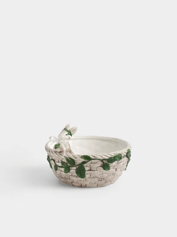 Конфетница, 20х14 см, 1,3 л, керамика D, молочно-коричневая, Кролик с венком, Easter lace, image-0