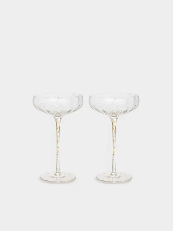 Шампан бокалы, 220 мл, 2 дана, шыны, Алтын шашыратқыштар, Filo R speck, image-0