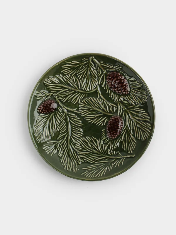 Ыдыс, 19 см, керамика, жасыл, Шырша бұтақтарындағы бүршіктер, Forest whispers, image-0