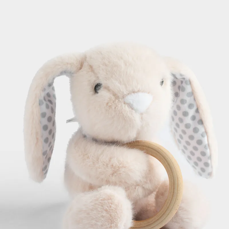 Игрушка-погремушка, 23 см, мягкая, Зайка с кольцом, Rabbit, image-2