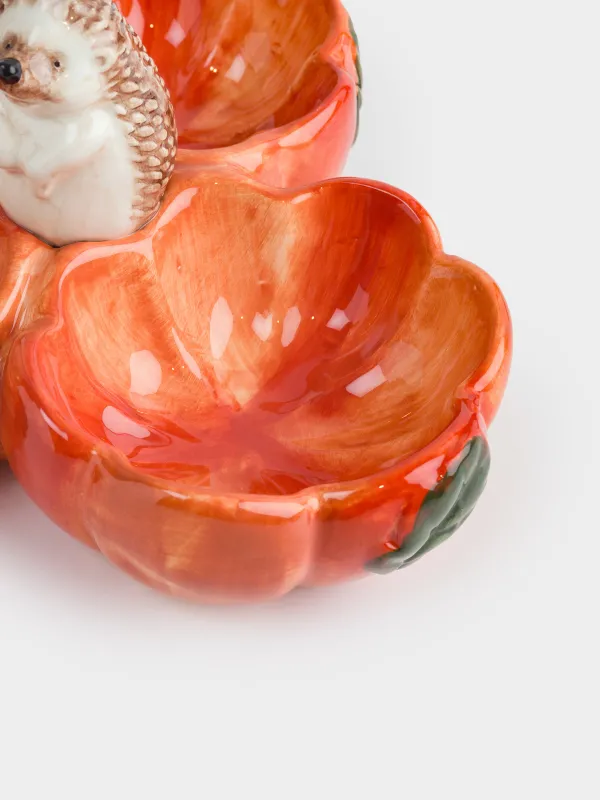 Менажница, с декором, 20 см, 3 отд, керамика D, оранжевая, Еж, Forest symphony, image-2