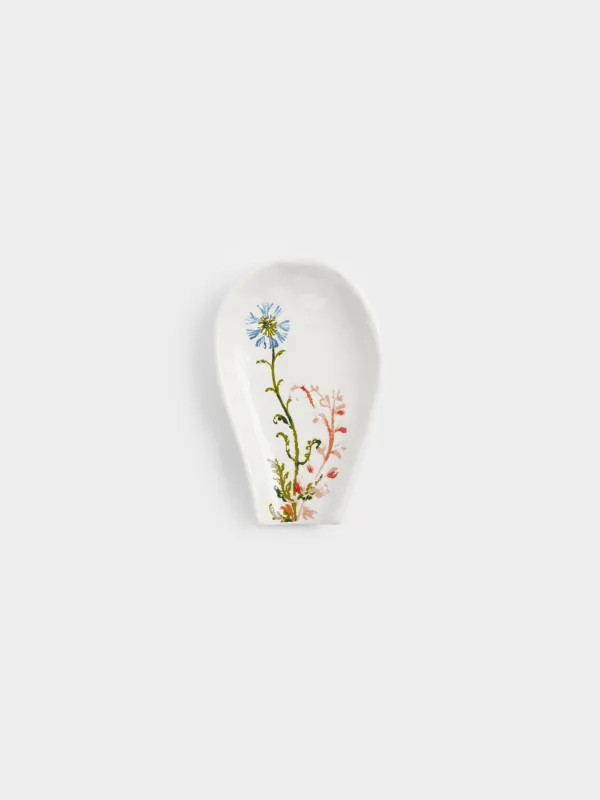 Қасық тұғыры, 13 см, керамика, сүт түстес, Шалғын гүлдері, Floral meadow, image-0