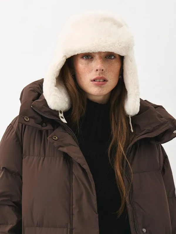 Әйелдер құлақшын-бас киімі, бірыңғай өлшем, жасанды үлбір, сүт түстес, Furry, image-3