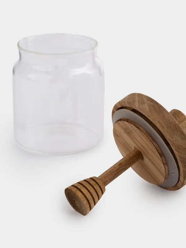 Балға арналған банкі, 400 мл, қасықпен, пайдаланылған шыны/ағаш, Noble tree, image-2