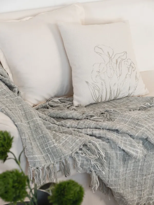 Жамылғы, 130x170 см, шашағы бар, шенилл, көгілдір, Chenill, image-1