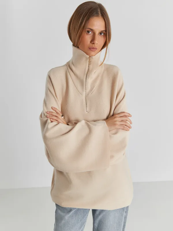 Әйелдер свитері, өлшемі S, сыдырмасы бар, вискоза/полиэстер/нейлон, сарғылт-қоңыр, Altea, image-4