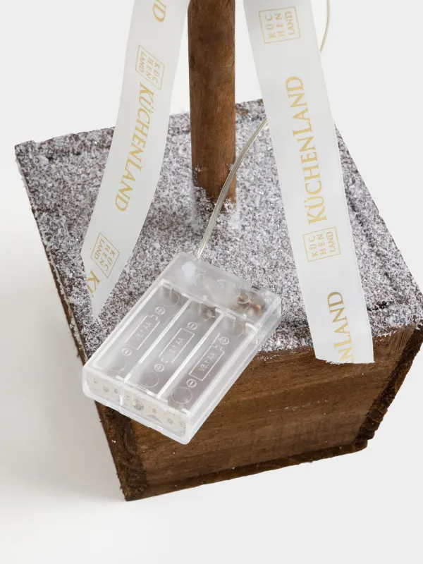 Жасанды шырша, 1,2 м, жарықтандырылған, құмырада, пластик/ағаш, шампан, Frosty sparks, image-4