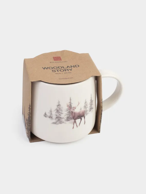 Кружка, 400 мл, Олень в снежном лесу, Woodland story, image-4