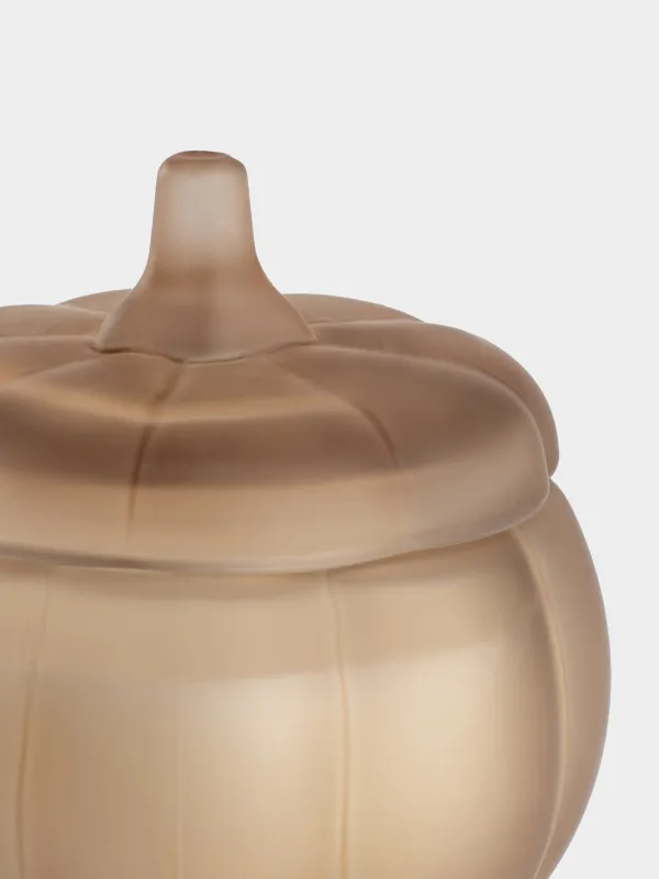 Свеча ароматическая, 8 см, в подсвечнике, с крышкой, стекло, Тыква, White musk warm vanilla, Pumpkin shape, image-1