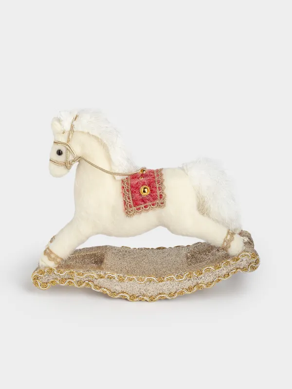 Изделие декоративное, 27х30 см, пенопласт/полиэстер, молочная, Лошадка-качалка, Rocking horse, image-1