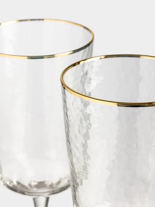 Шарапқа арналған бокал, 350 мл, 2 дана, шыны, алтын жиегі бар, Ripply gold, image-1