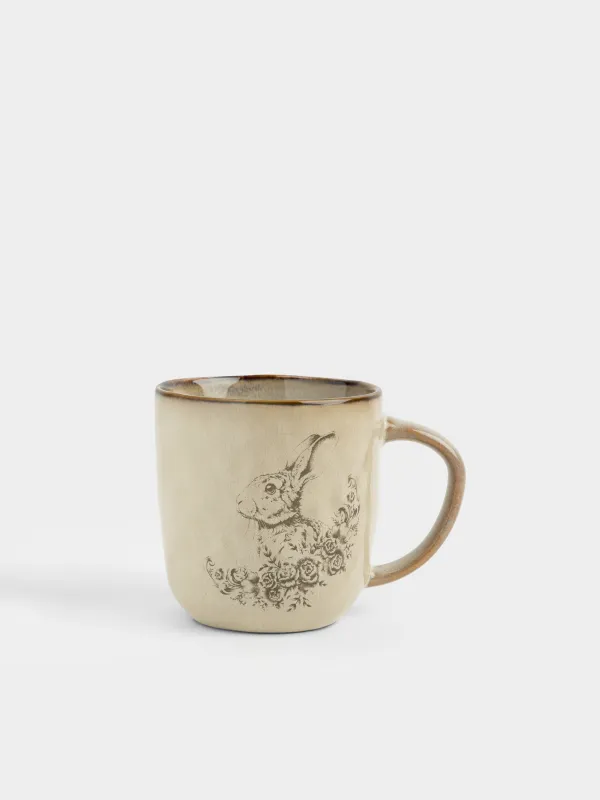 Кружка, 380 мл, Заяц с цветами, Rustic Easter, image-0