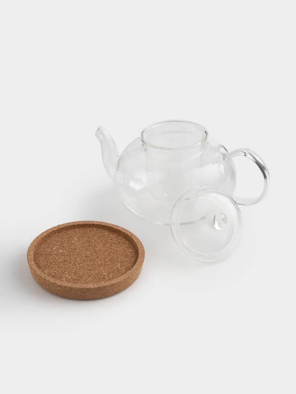 Шай демдейтін шайнек, 800 мл, тұғырда, шыны Б/тығын, Clear cork, image-5