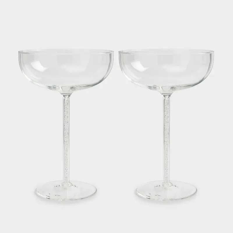 Бокал-креманка для шампанского, 300 мл, 2 шт, стекло/стразы, Crystal shine