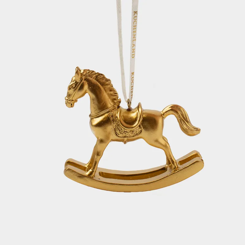 Шырша ойыншығы, 8 см, полирезин, алтын, Тербелетін ат, Figure christmas