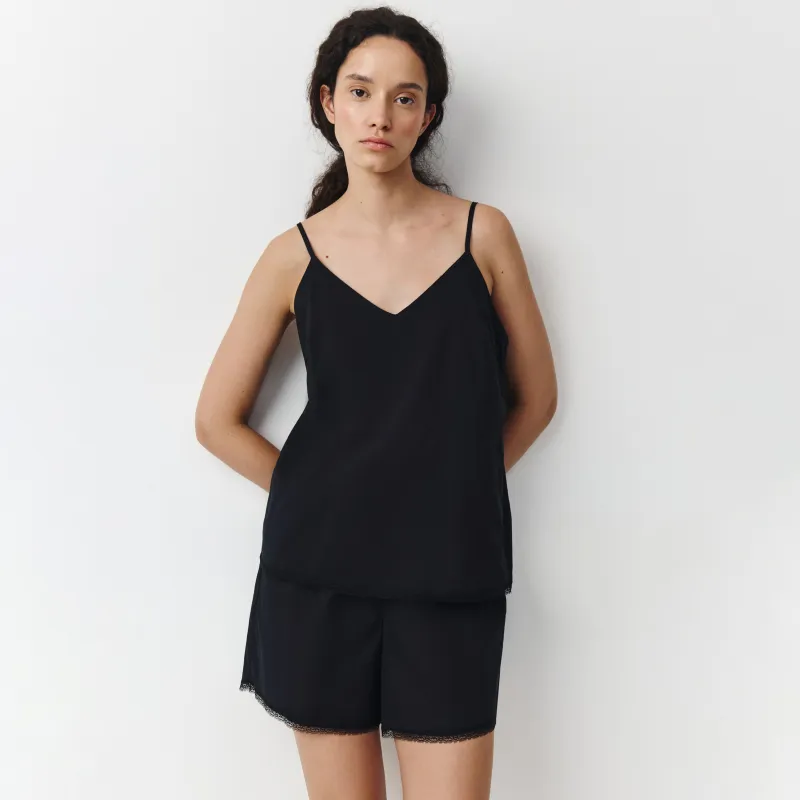 Әйелдерге арналған топ, үйге арналған, өлшемі L, белдіктері бар, шілтерлі, мақта, қара, Delia