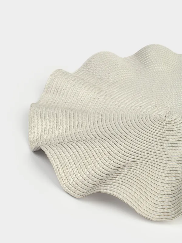 Салфетка под приборы, 38 см, полипропилен, круглая, светло-серая, Волнистые края, Circle wave, image-1