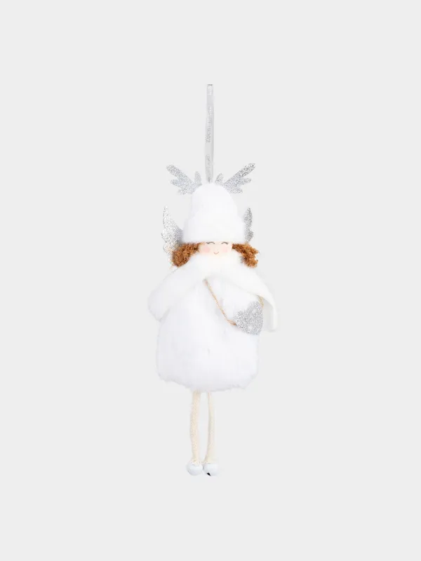 Игрушка елочная, 24 см, полиэстер/пенопласт, белая, Девочка в шапке, Sweet girl, image-1
