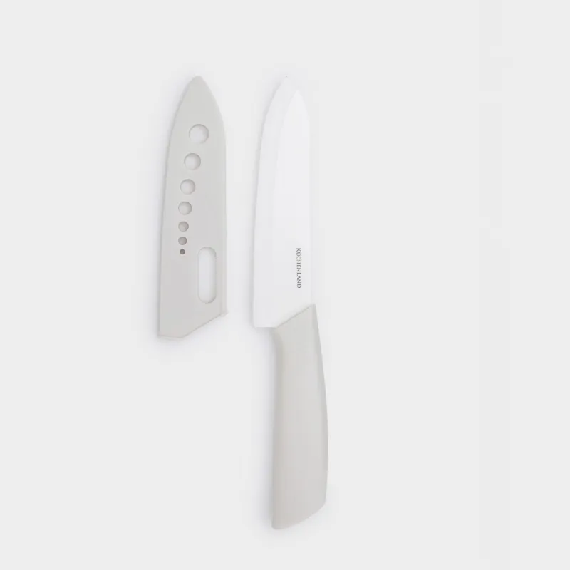 Кескіш пышақ, 15 см, қақпағы бар, керамика/пластик, сүтті, Regular