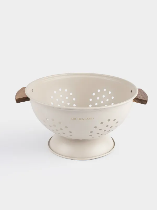 Кепсер, 24 см, тұтқалары бар, металл/ағаш, сүт түстес, Ritlen, image-1