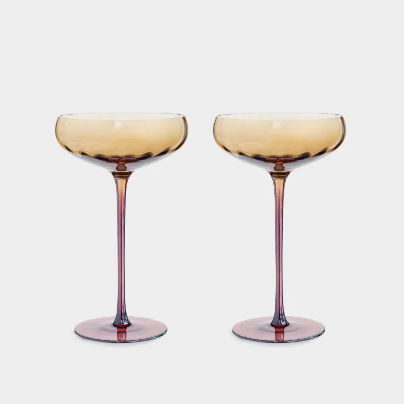 Бокал-креманка для шампанского, 220 мл, 2 шт, стекло, янтарно-коричневый, Filo R color