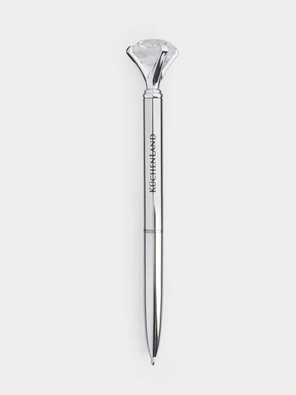 Ручка шариковая, 14 см, с фигуркой, сталь, серебристая, Кристалл, Draw figure, image-0