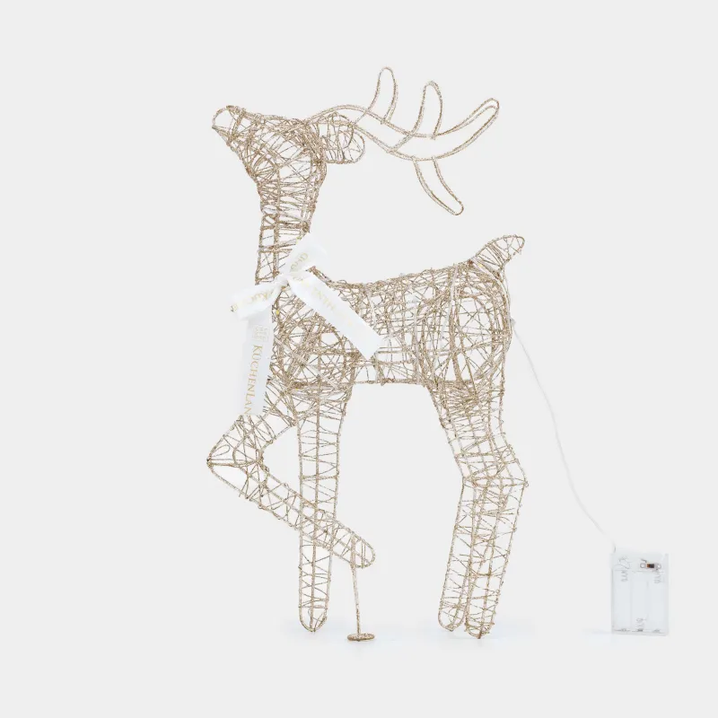 Мүсінше, жарықтандырылған, 51 см, металл, алтын түстес, Банты бар бұғы, Deer sparks, image-1