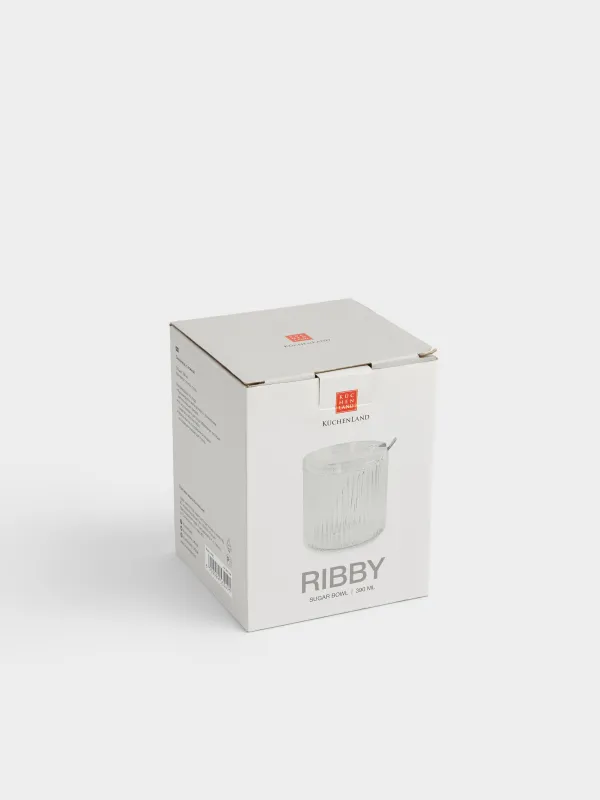 Қант ыдысы, 10 см, 390 мл, қасықпен, Шыны Р / Болат, Ribby, image-5