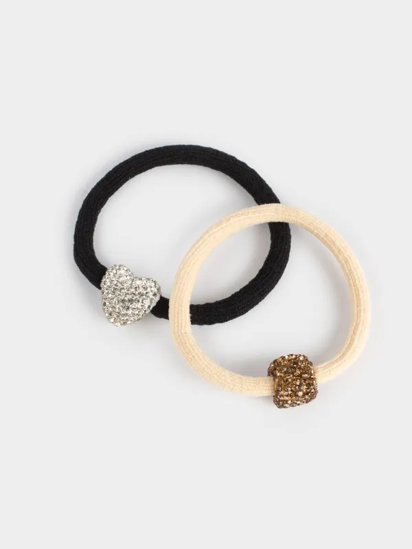 Шашқа арналған резеңкелер жиынтығы, 6 см, 2 дана, полиэстер/металл, күміс/шампан, Gracile, image-0