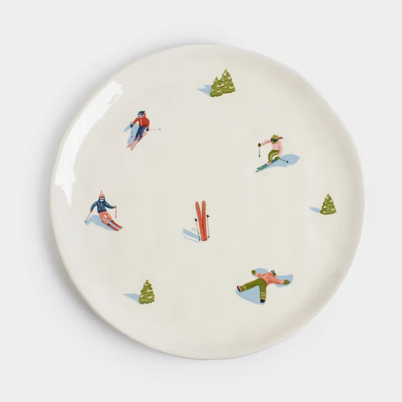 Ыдыс, 24 см, керамика, ақ, Шаңғышылар, Skiers