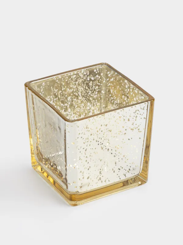 Подсвечник, 10x10 см, для чайной свечи, стекло, шампань, Patina, image-1