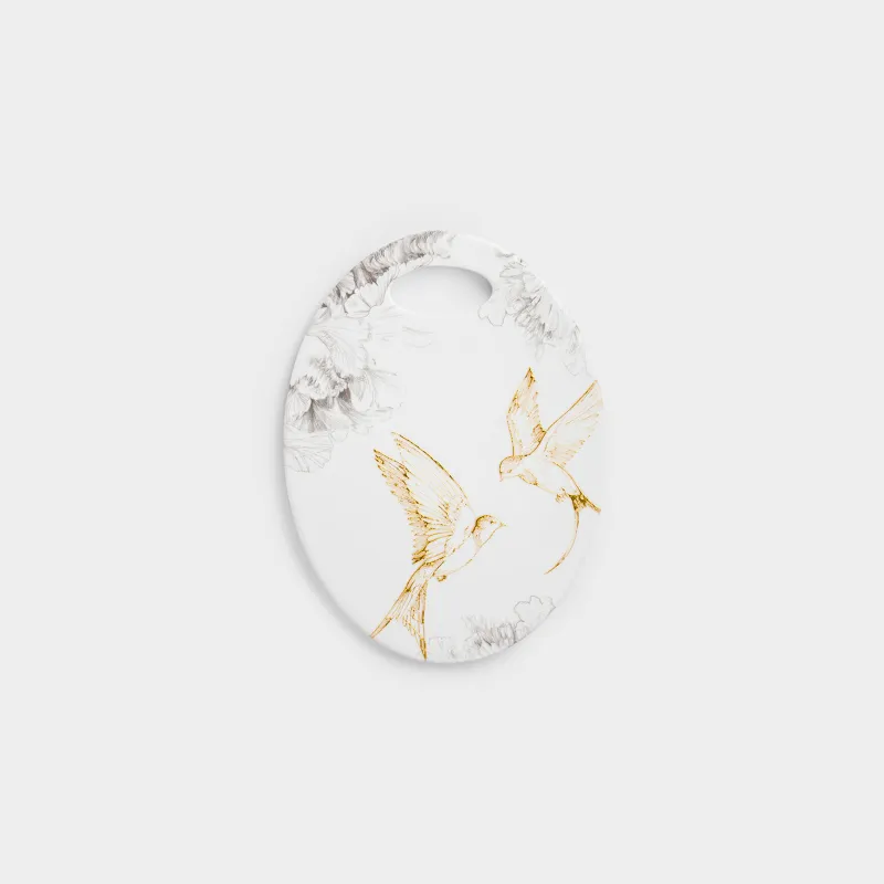 Подставка под горячее, 15x20 см, керамика/пробка, овальная, белая, Ласточки, Paradise garden