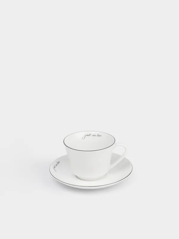 Шай жұбы, 1 адам, 2 зат, 250 мл, фарфор N, ақ, Just one love, Lovely story, image-1