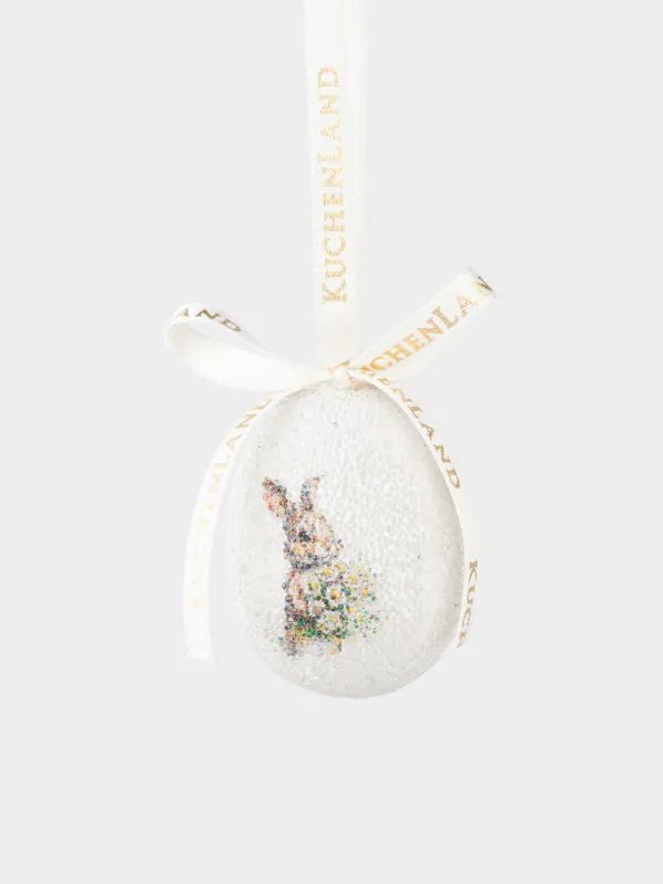 Подвеска, пасхальное яйцо, 4 см, пенопласт, Кролик с ромашками, Easter, image-1