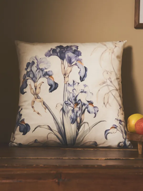 Сәндік жастық, 45х45 см, барқыт, сүт түстес, Құртқашаштар, Iris garden, image-2