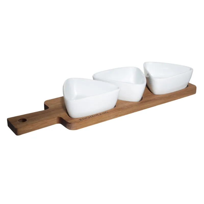 Тіскебасарларға арналған жиынтық, 3 зат, тұғырда, керамика/ағаш, ақ, үшбұрыштар, Noble tree