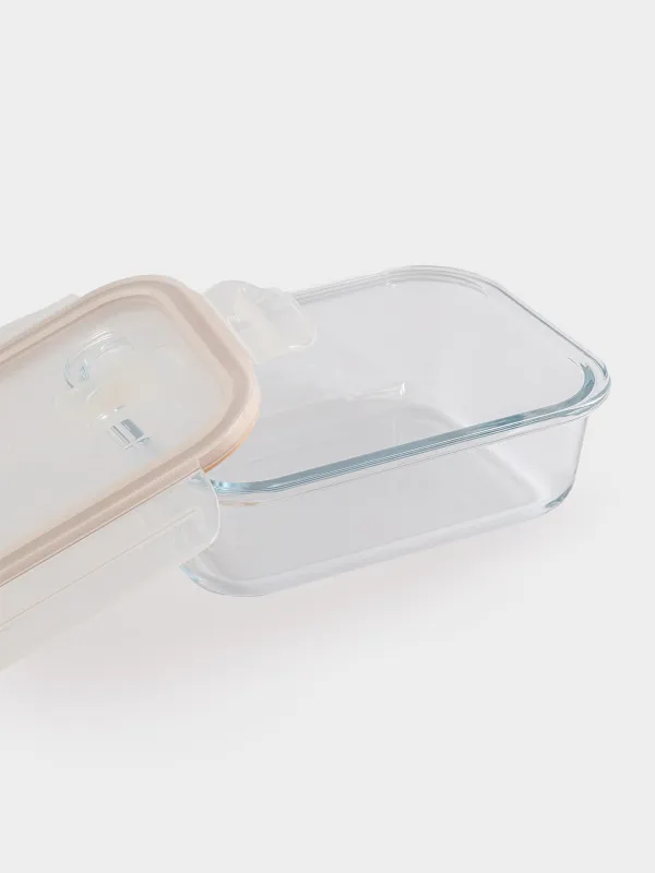 Контейнер, 640 мл, кыстырғышпен, бу шығару клапаны бар, шыны Т/пластик, тікбұрышты, Soft kitchen, image-3