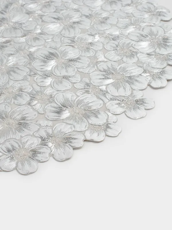 Аспаптарға арналған майлық, 38 см, ПВХ, дөңгелек, күміс, Гүлдер, Azhur Grid, image-3