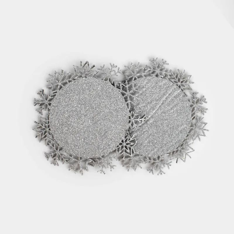 Саптыаяқ тұғыры, 12 см, 2 дана, киіз, бұйра, күміс, Қар ұшқындары, Felt mat