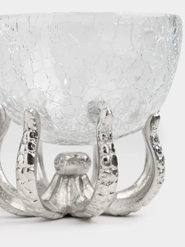 Ыдыс, аяқты, 11х11 см, шыны/металл, күміс түстес, Сегізаяқ, Fantastic ice, image-1