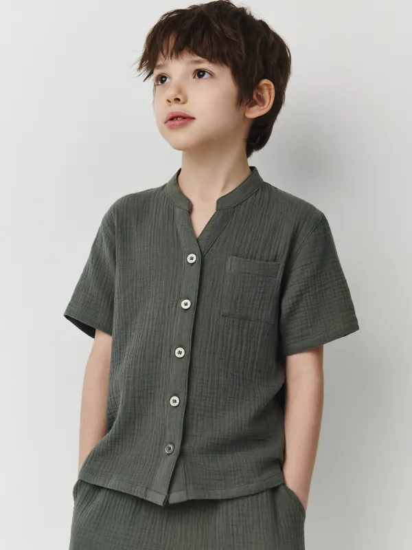 Балалар костюмі, өлшемі 98 см, шорттары бар, муслин, сүт түстес, Oliver, image-1